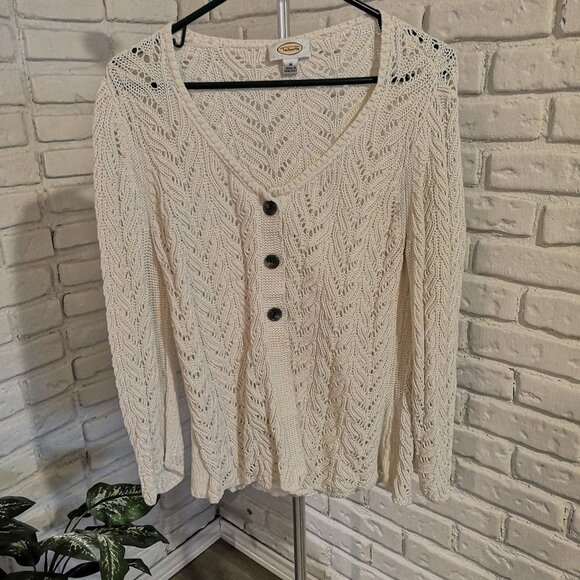 Talbots Ladies Size Medium Button Closure Beige Long Sleeve Cardigan - Picture 1 of 9